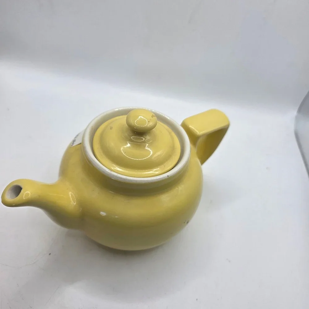Vintage Hall China Yellow Teapot Ceramic Made in USA Mid Century Tea Pot